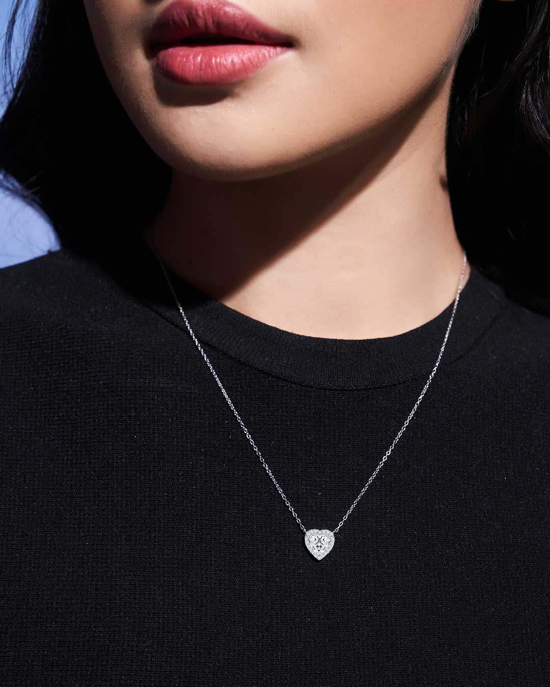 Mia Heart Halo Necklace 1CT (Model) - Eclat by Oui