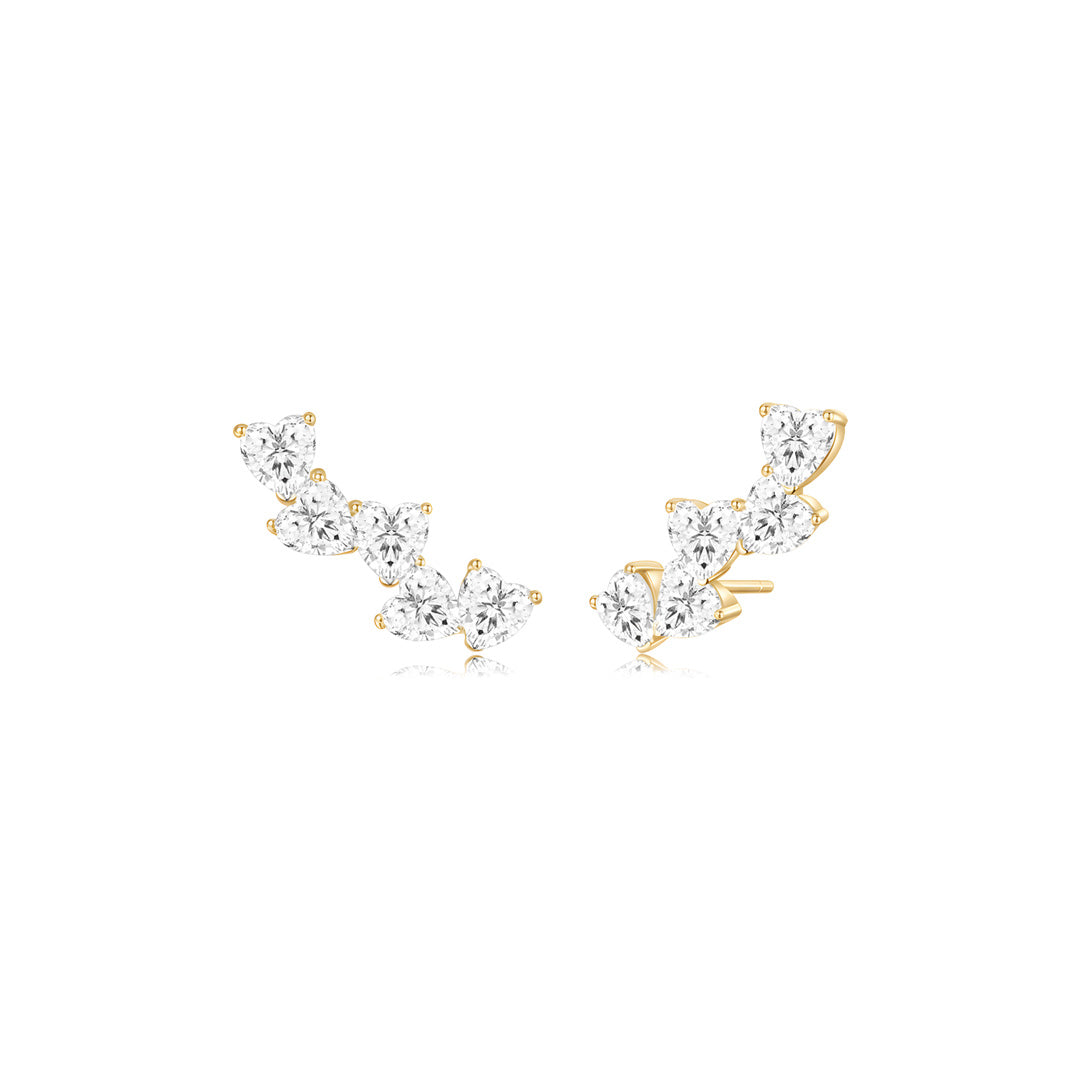 Mini Heart Ear Climbers (Yellow Gold) - Eclat by Oui