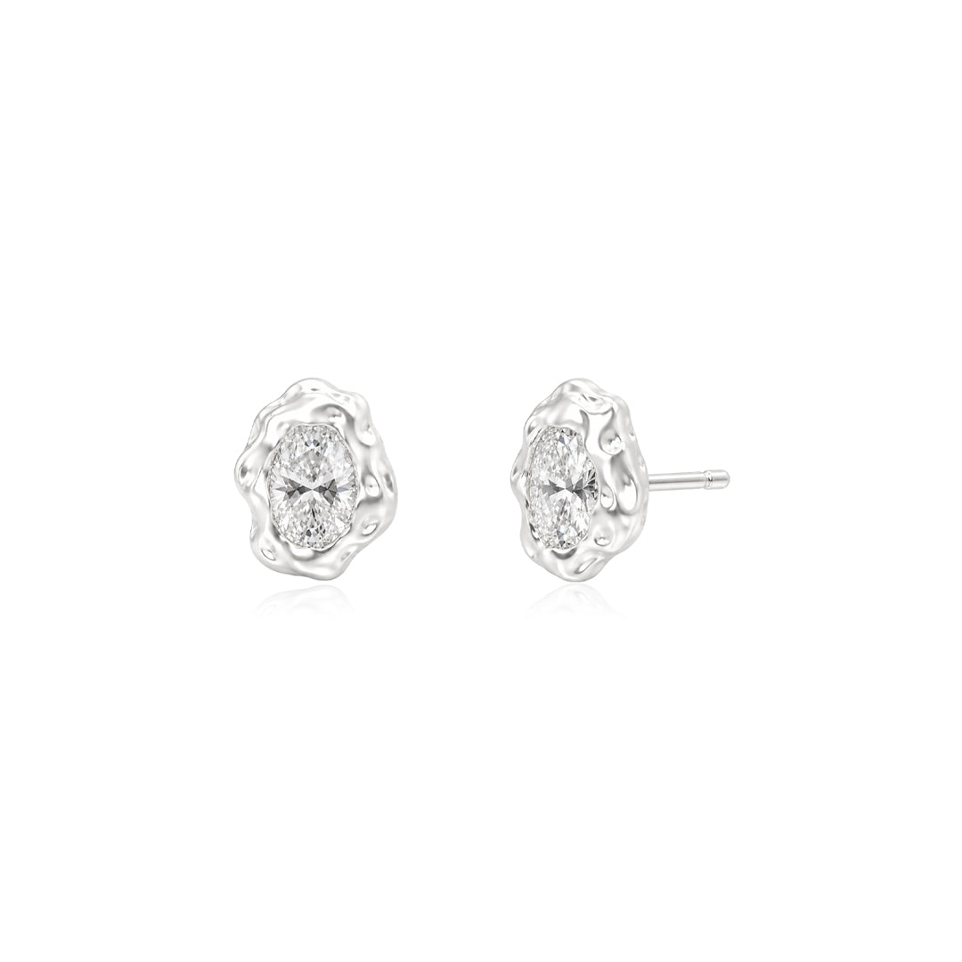 Molten Oval Ear Studs 0.5ct WG - Éclat by Oui