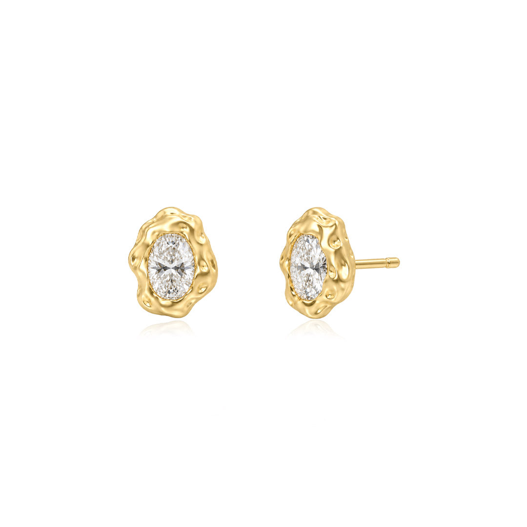 Molten Oval Ear Studs 0.5ct YG - Éclat by Oui