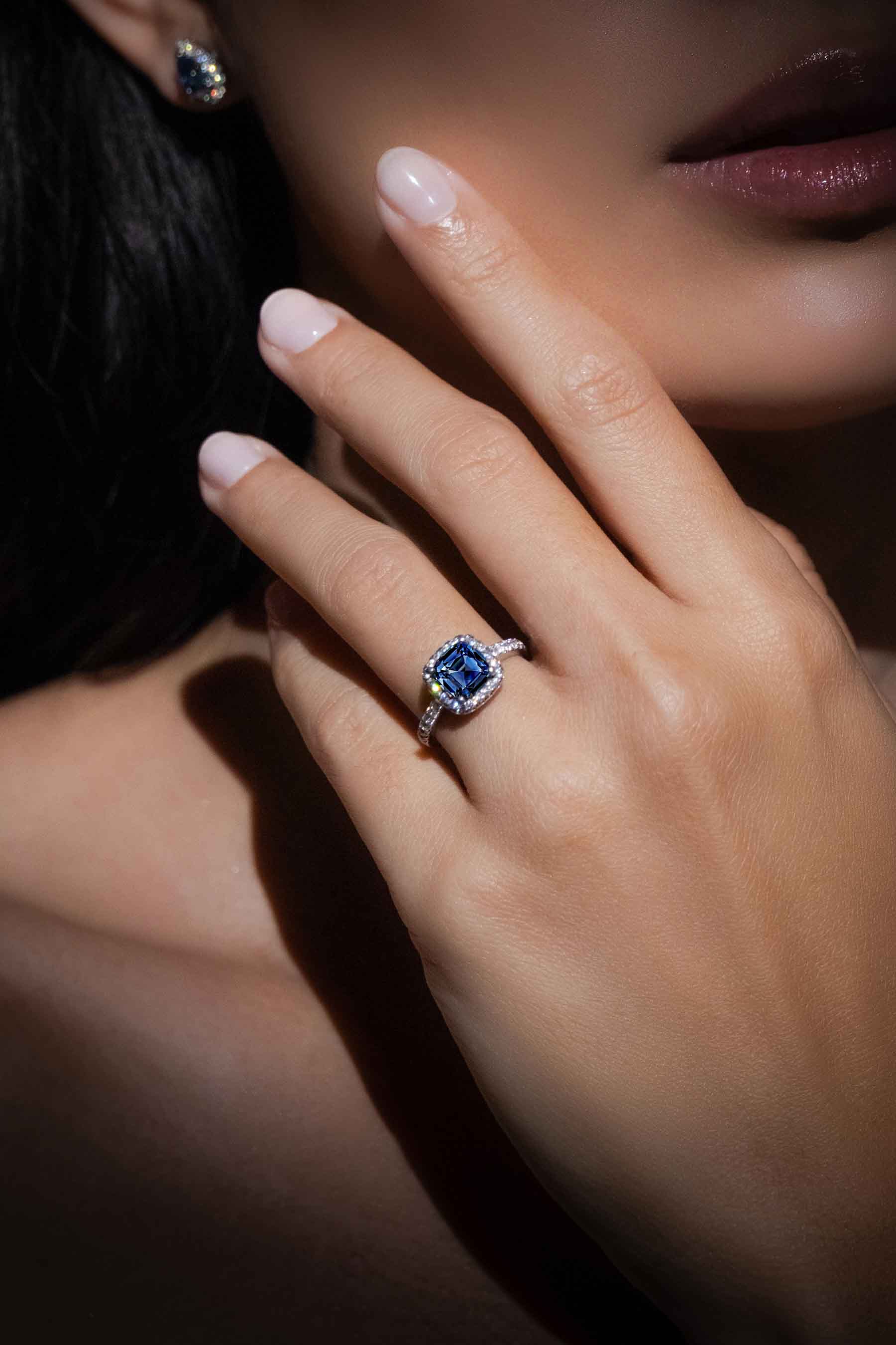 Moon Mist Cushion Halo Ring 2CT (Model 1) - Eclat by Oui