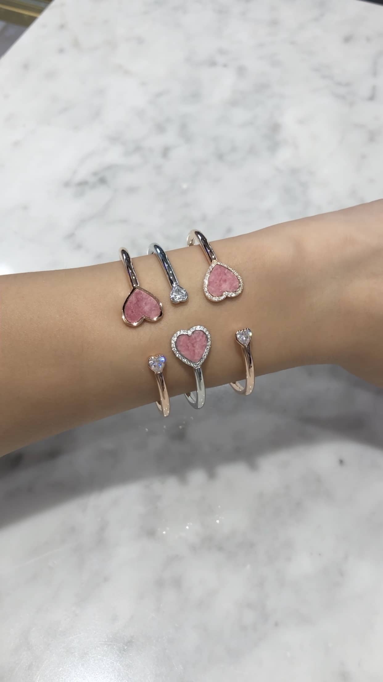 My Heart Rhodonite Bangle (White Gold)