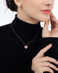 My Heart Rhodonite Pendant Necklace with Halo (Rose Gold) (Model) - Eclat by Oui