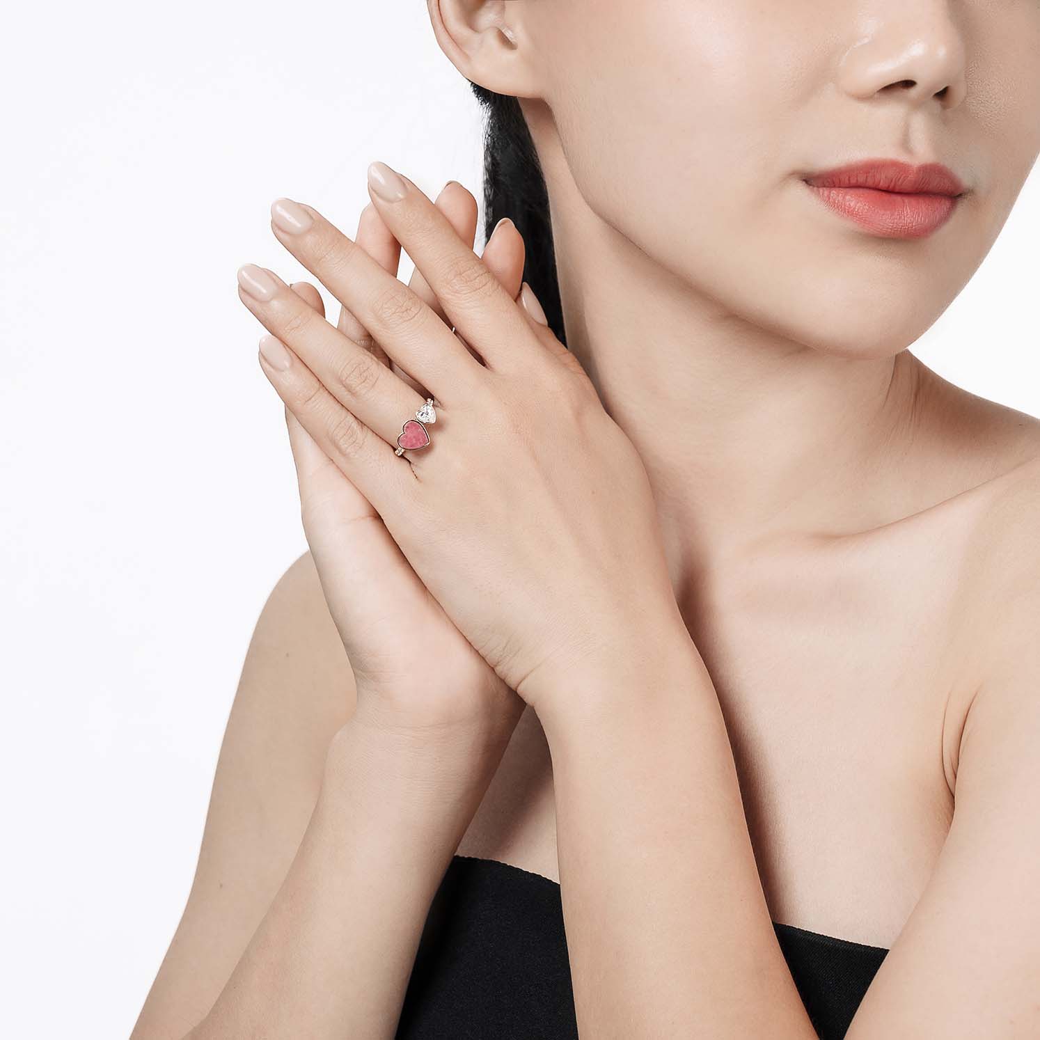 My Heart Rhodonite Ring (Rose Gold) (Model) - Eclat by Oui)