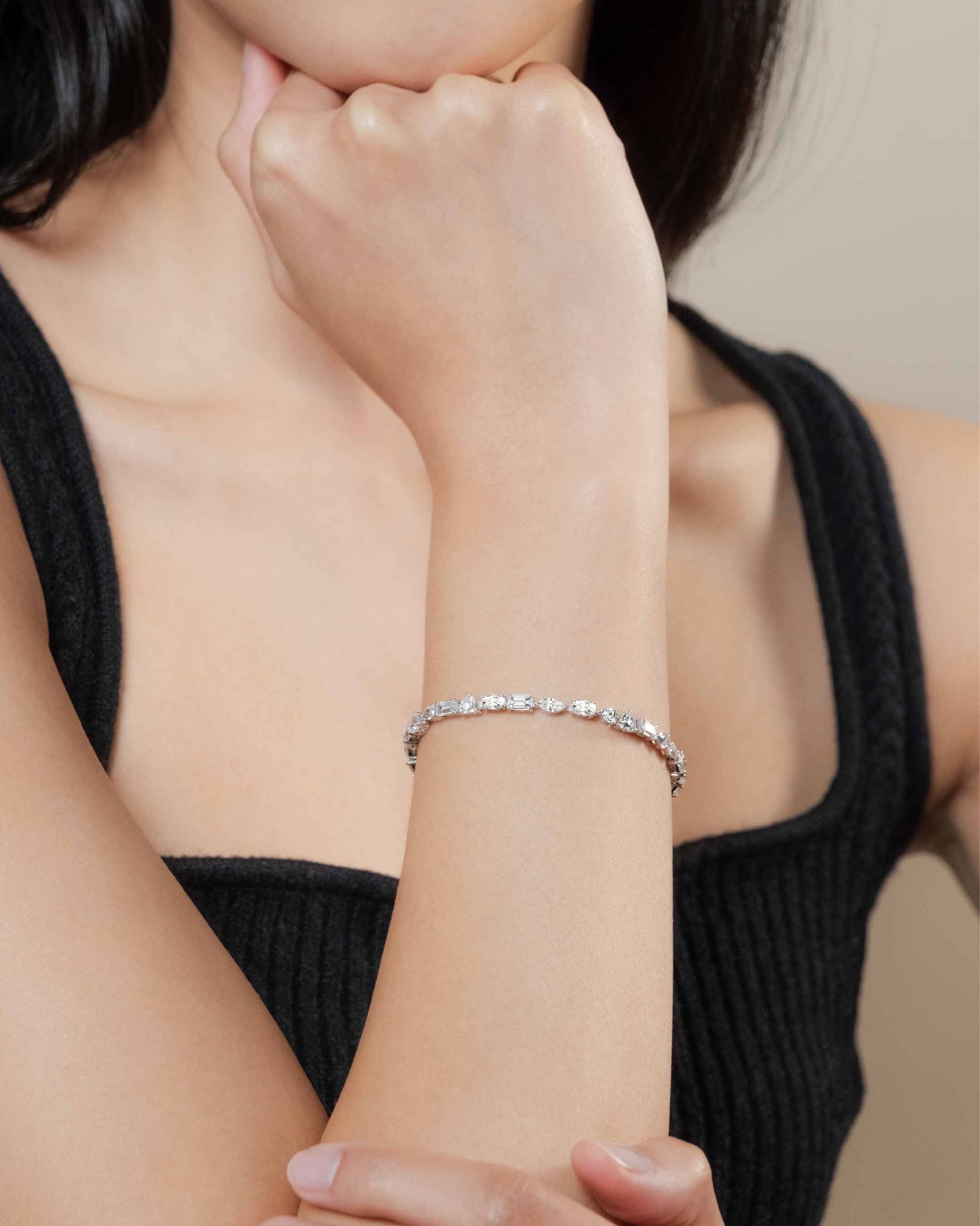 Nira Mixed Cut Tennis Bracelet (Model) - Éclat by Oui