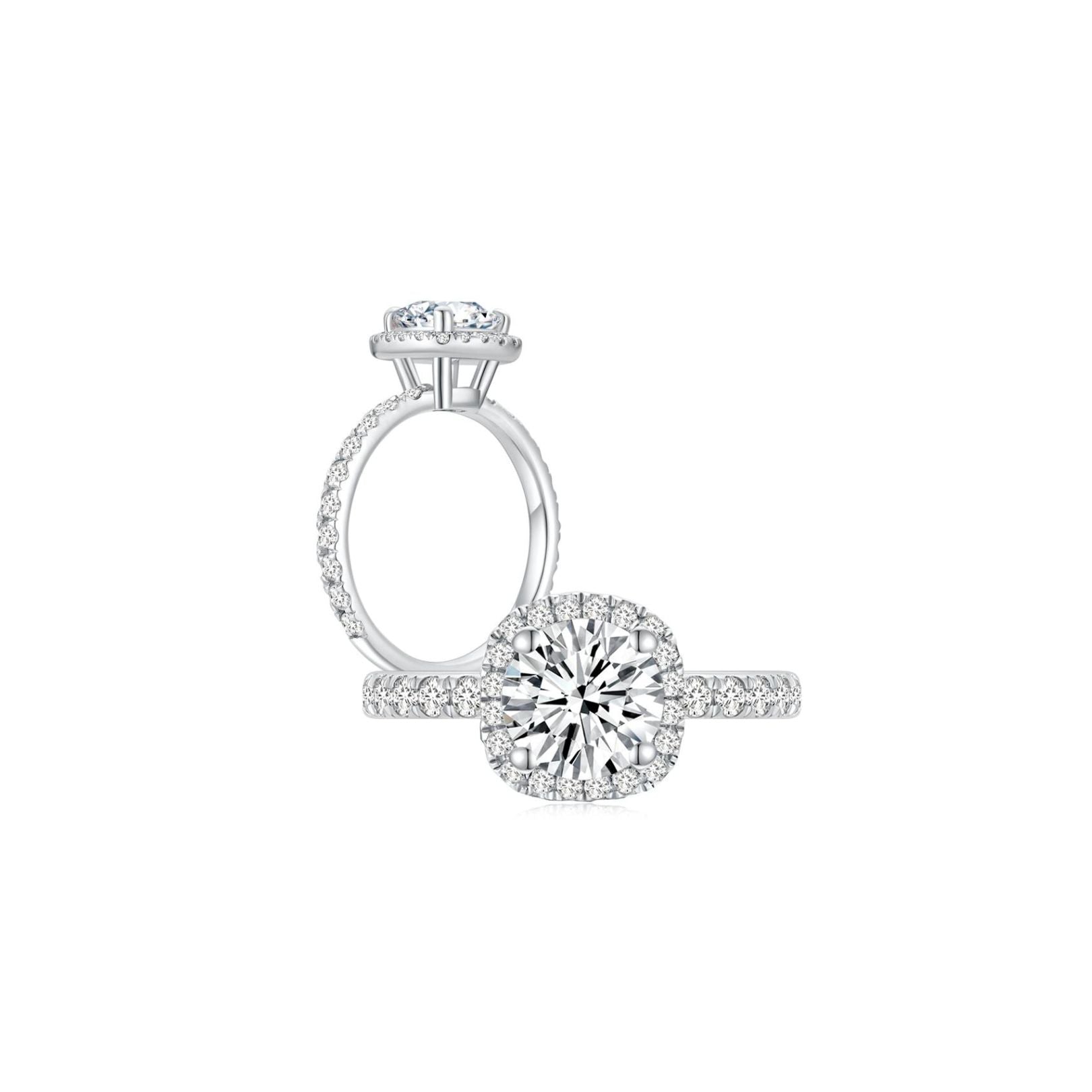 Promise Cushion Halo Pave Ring (Both) - Eclat by Oui
