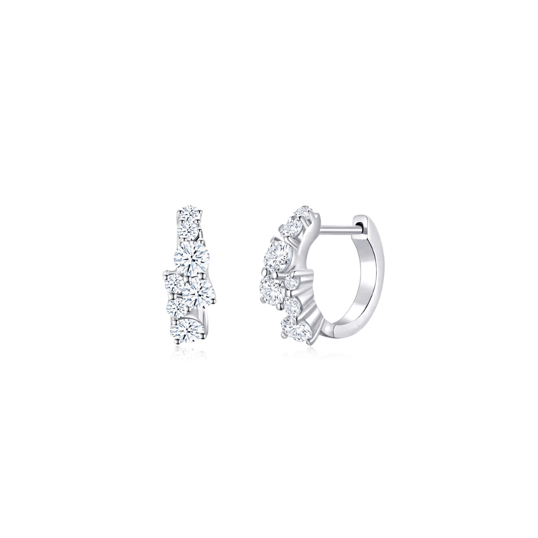 Round Cluster Huggies (White Gold) - Eclat by Oui