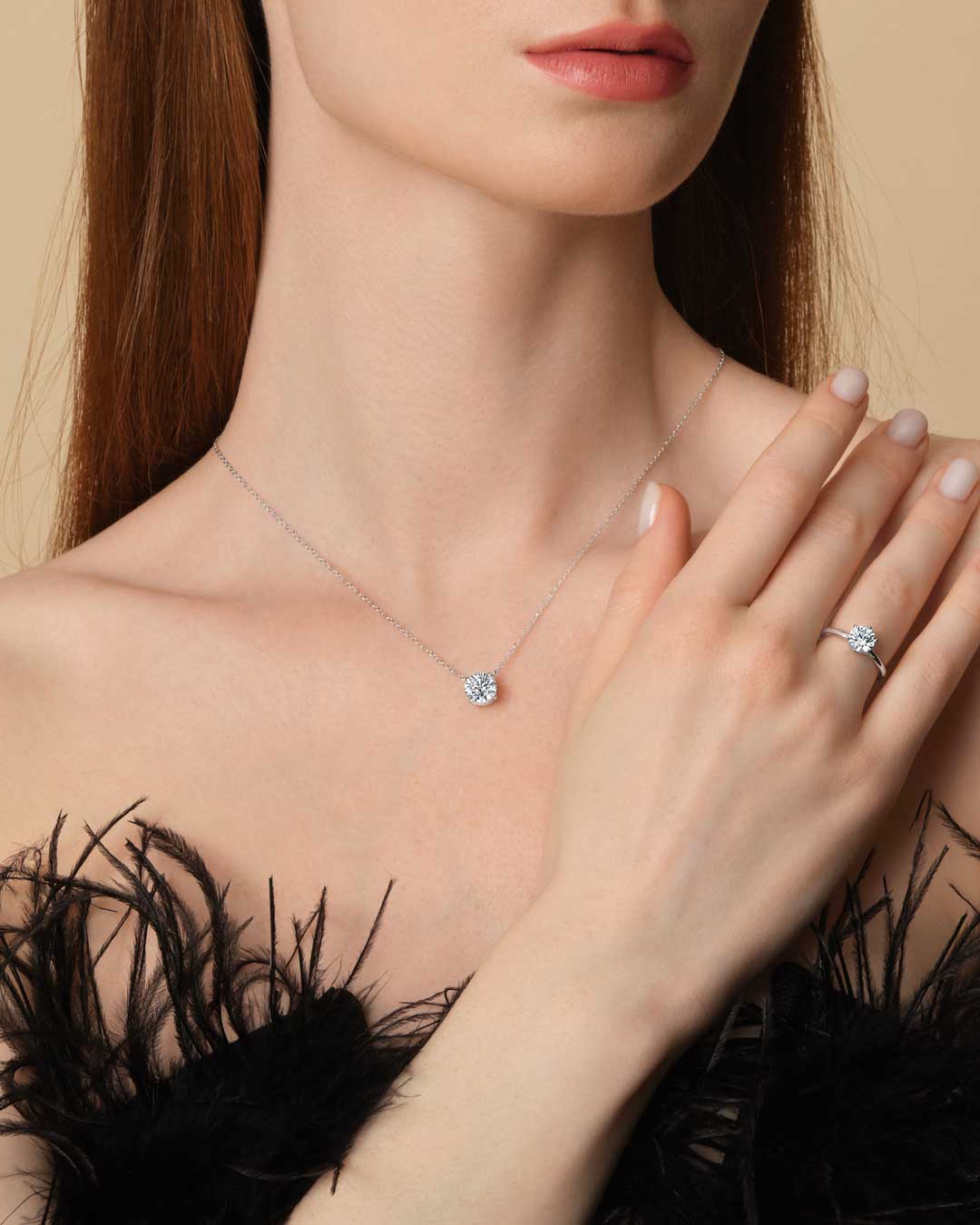 Round Solitaire Necklace 0.5CT (Model) - Eclat by Oui