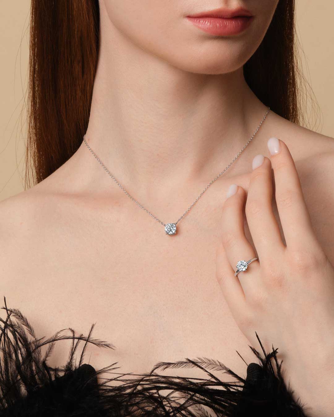 Round Solitaire Necklace 1.5CT (Model) - Eclat by Oui