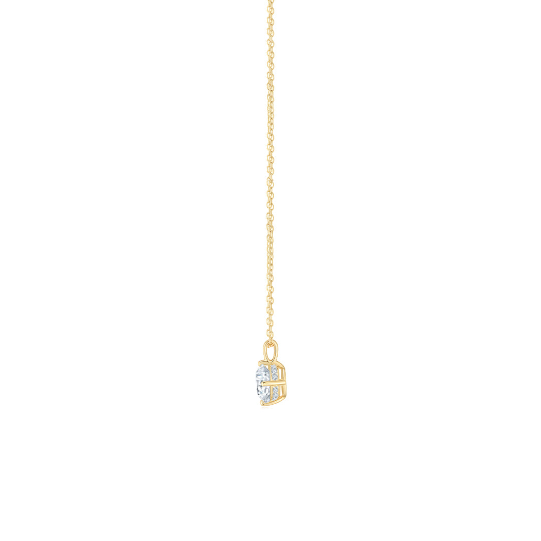 Round Solitaire Pendant Necklace Side YG - Éclat by Oui