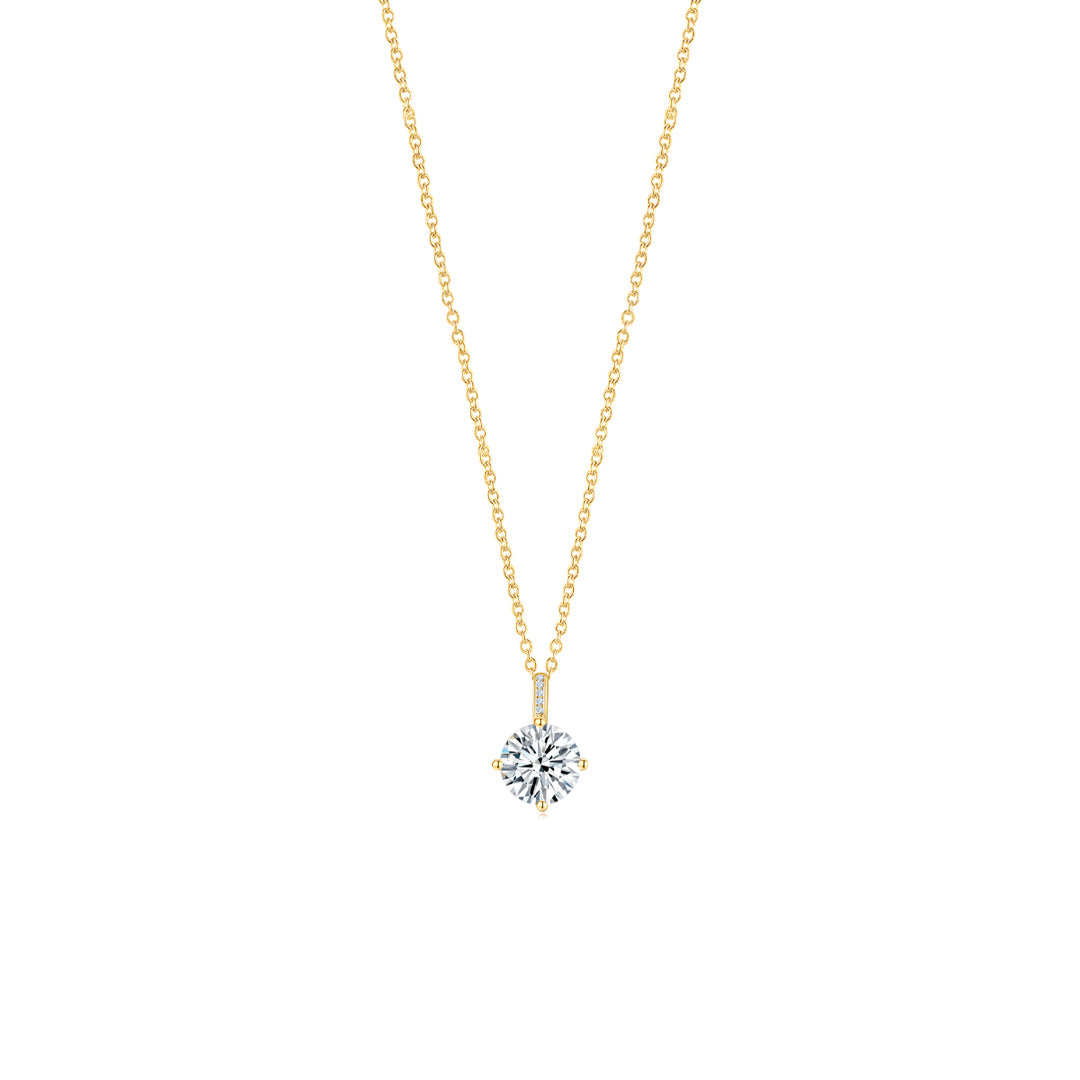 Round Solitaire Pendant Necklace YG - Éclat by Oui