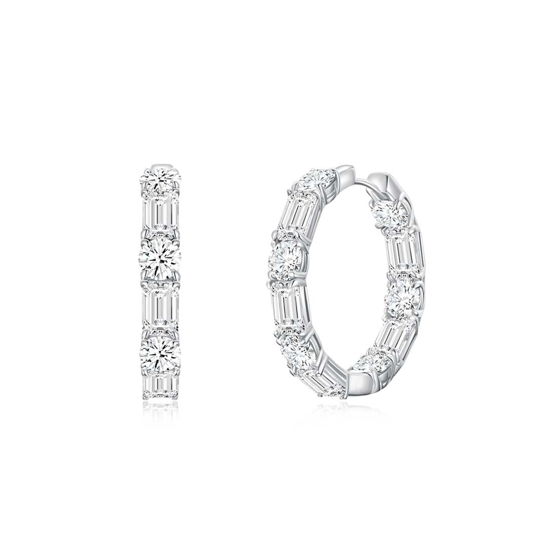 ⁠Round and Emerald Hoop Earrings - Eclat by Oui