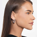 ⁠Round and Emerald Hoop Earrings (Model) - Eclat by Oui