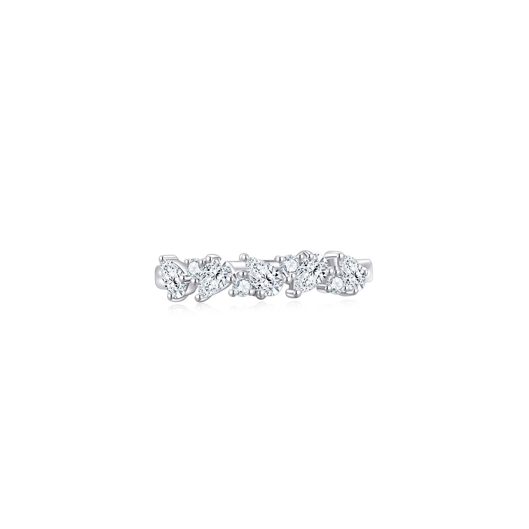 Sera Mixed Cut Half Eternity Ring (Front) WG - Eclat by Oui
