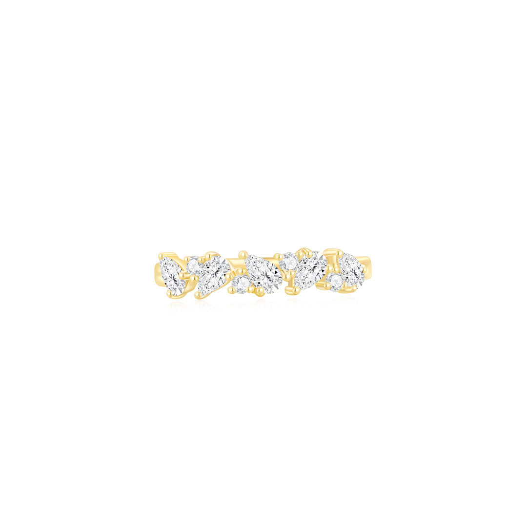 Sera Mixed Cut Half Eternity Ring (Front) YG - Eclat by Oui