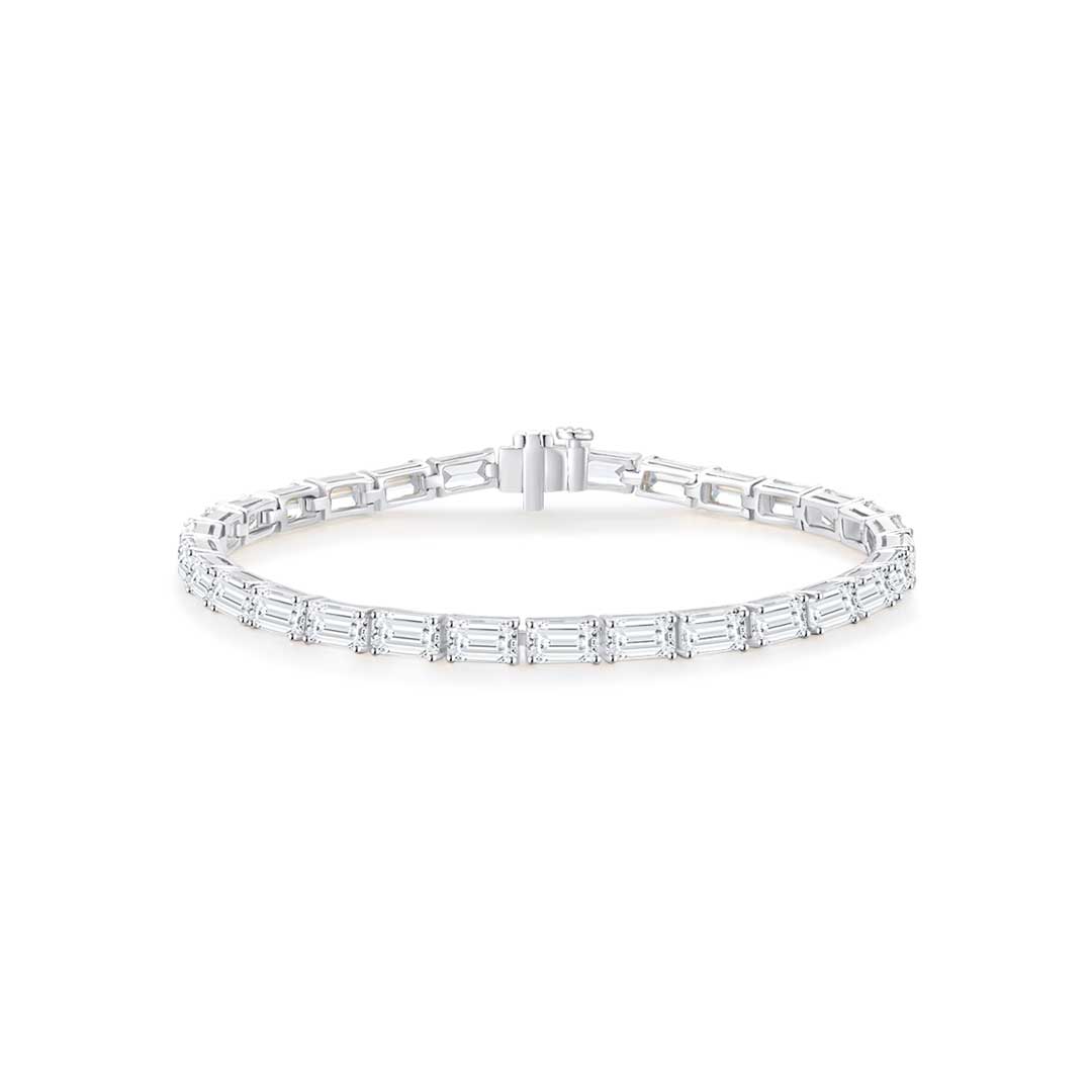 Sideways Emerald Tennis Bracelet White Gold - Eclat by Oui