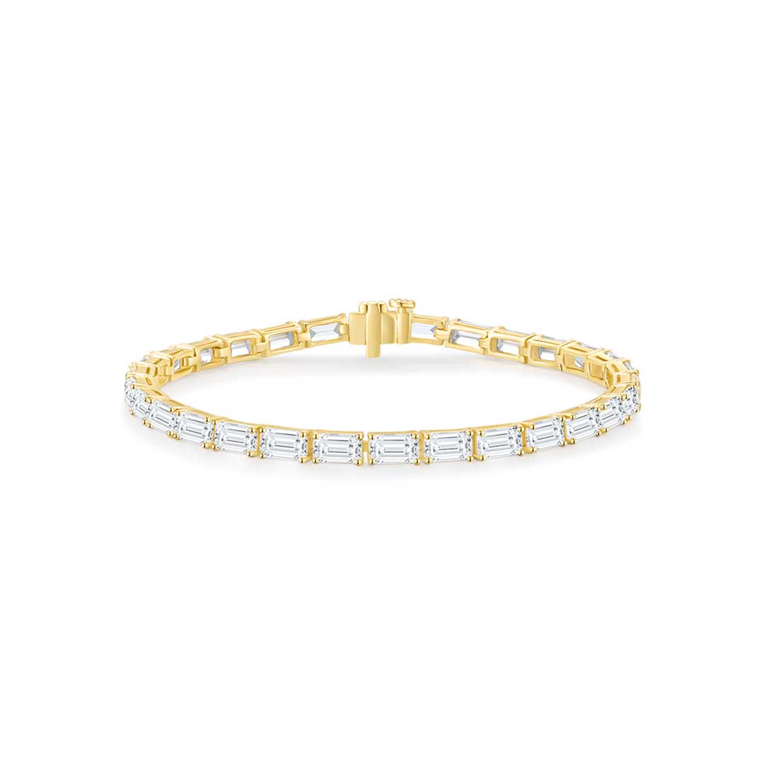 Sideways Emerald Tennis Bracelet Yellow Gold - Eclat by Oui