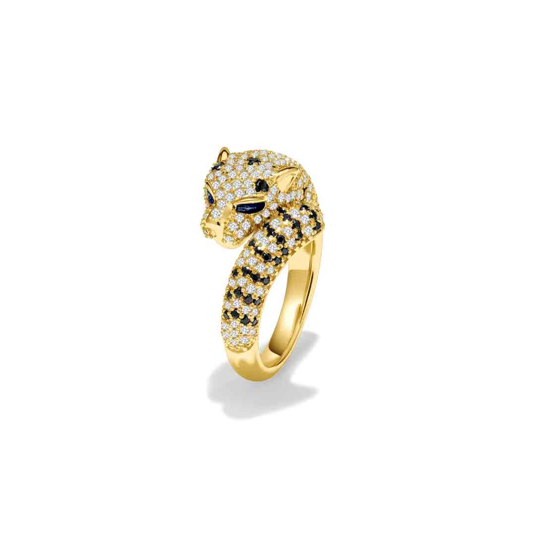Single Leopard Pave Ring YG (Front) - Éclat by Oui
