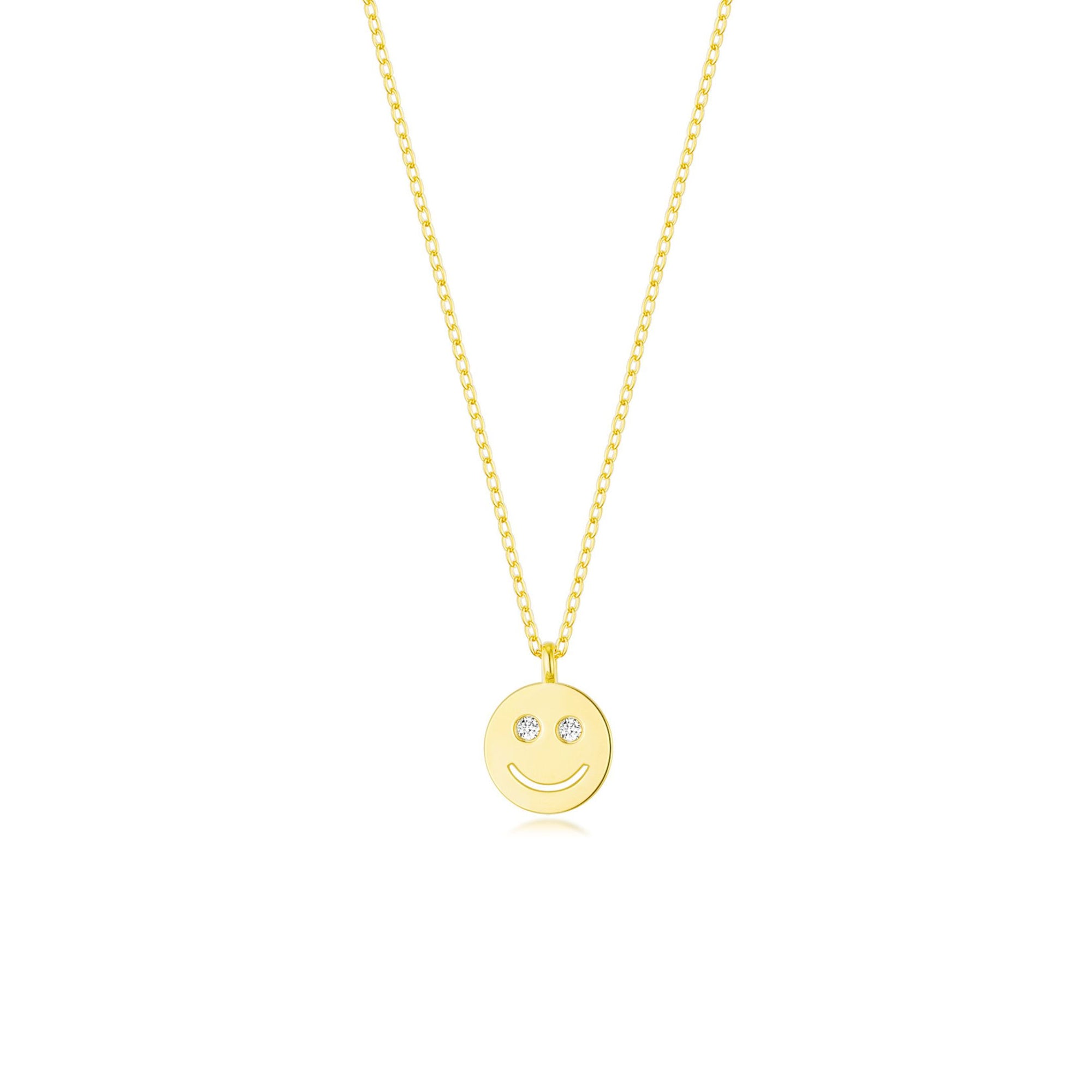 Smiley Face Necklace (YG) - Eclat by Oui