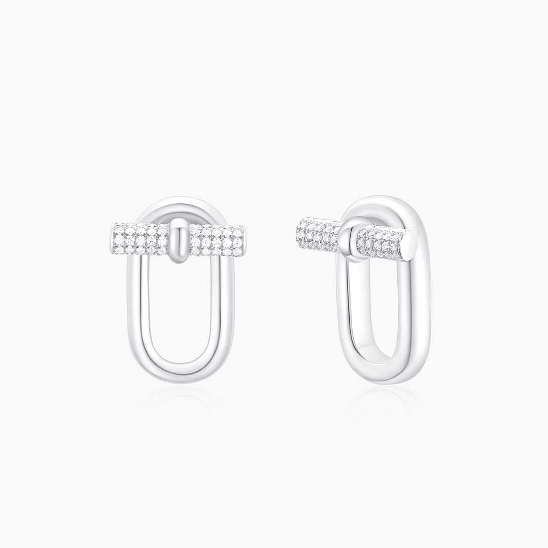 T-Bar Earrings (White Gold) - Eclat by Oui