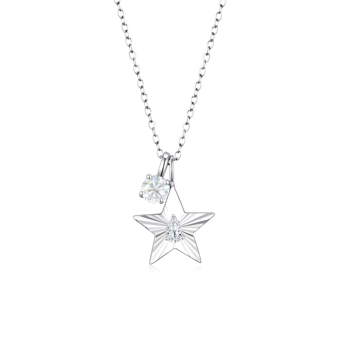The Star Necklace with 4 Prong Solitaire Pendant WG (4mm) (Apr, Apr) - Eclat by Oui