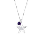 The Star Necklace with 4 Prong Solitaire Pendant WG (4mm) (Apr, Feb) - Eclat by Oui