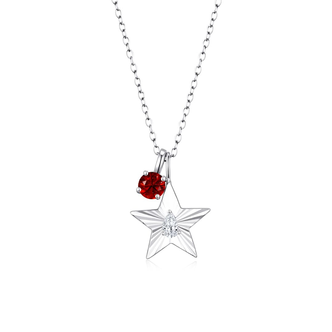 The Star Necklace with 4 Prong Solitaire Pendant WG (4mm) (Apr, Jul) - Eclat by Oui