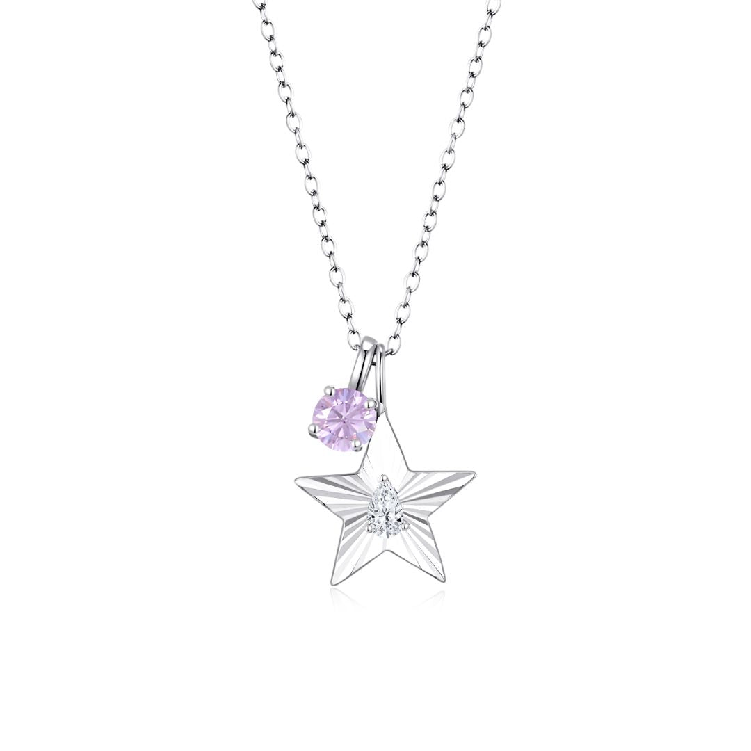 The Star Necklace with 4 Prong Solitaire Pendant WG (4mm) (Apr, Jun) - Eclat by Oui