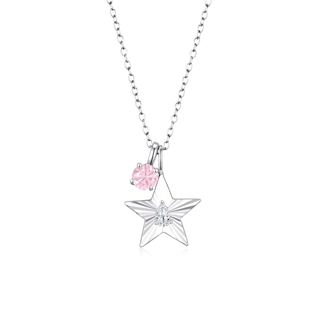 The Star Necklace with 4 Prong Solitaire Pendant WG (4mm) (Apr, Oct) - Eclat by Oui