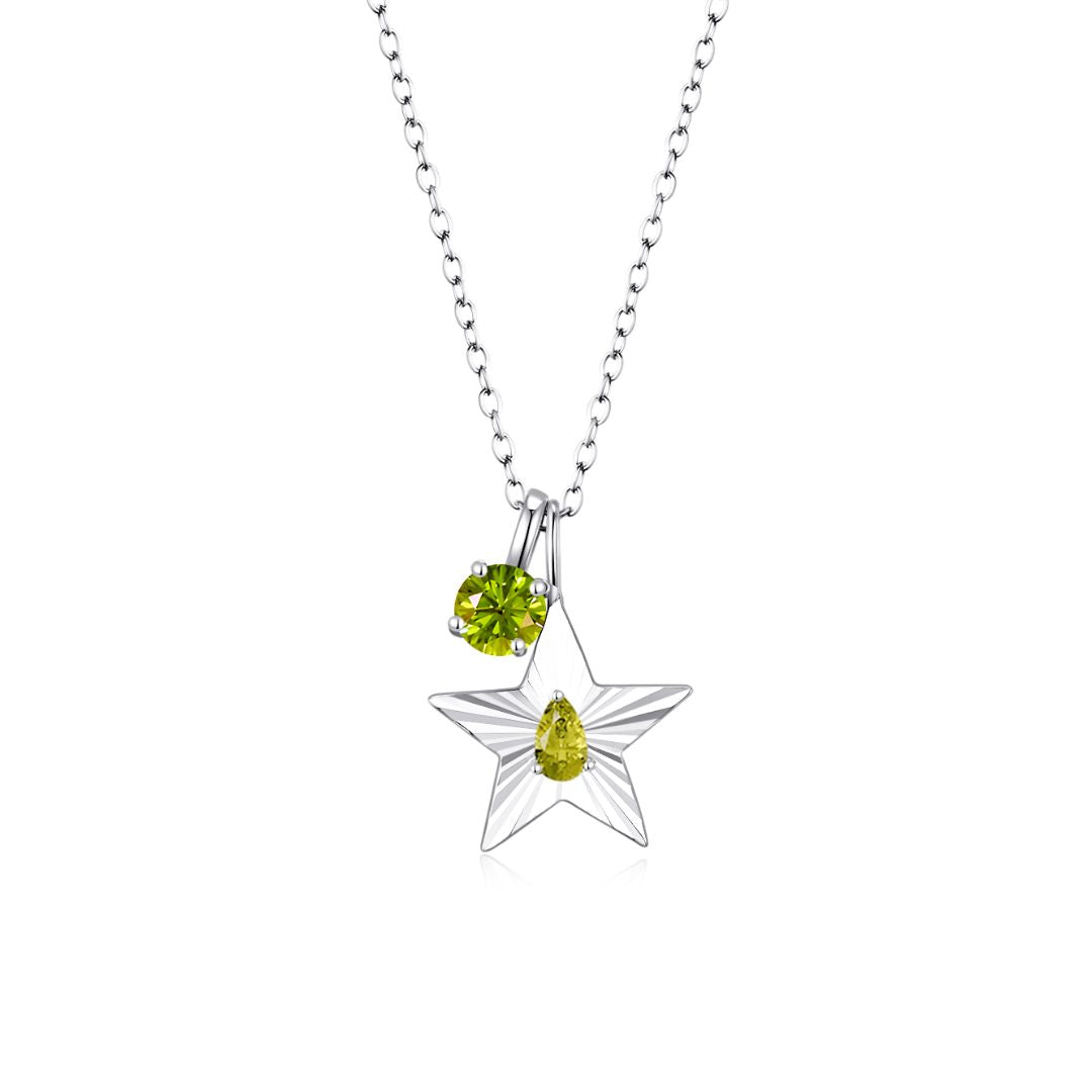 The Star Necklace with 4 Prong Solitaire Pendant WG (4mm) (Aug, Aug) - Eclat by Oui