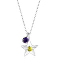 The Star Necklace with 4 Prong Solitaire Pendant WG (4mm) (Aug, Feb) - Eclat by Oui