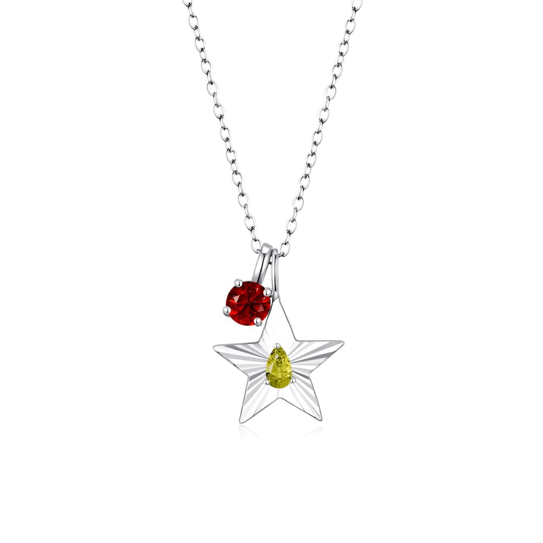 The Star Necklace with 4 Prong Solitaire Pendant WG (4mm) (Aug, Jul) - Eclat by Oui