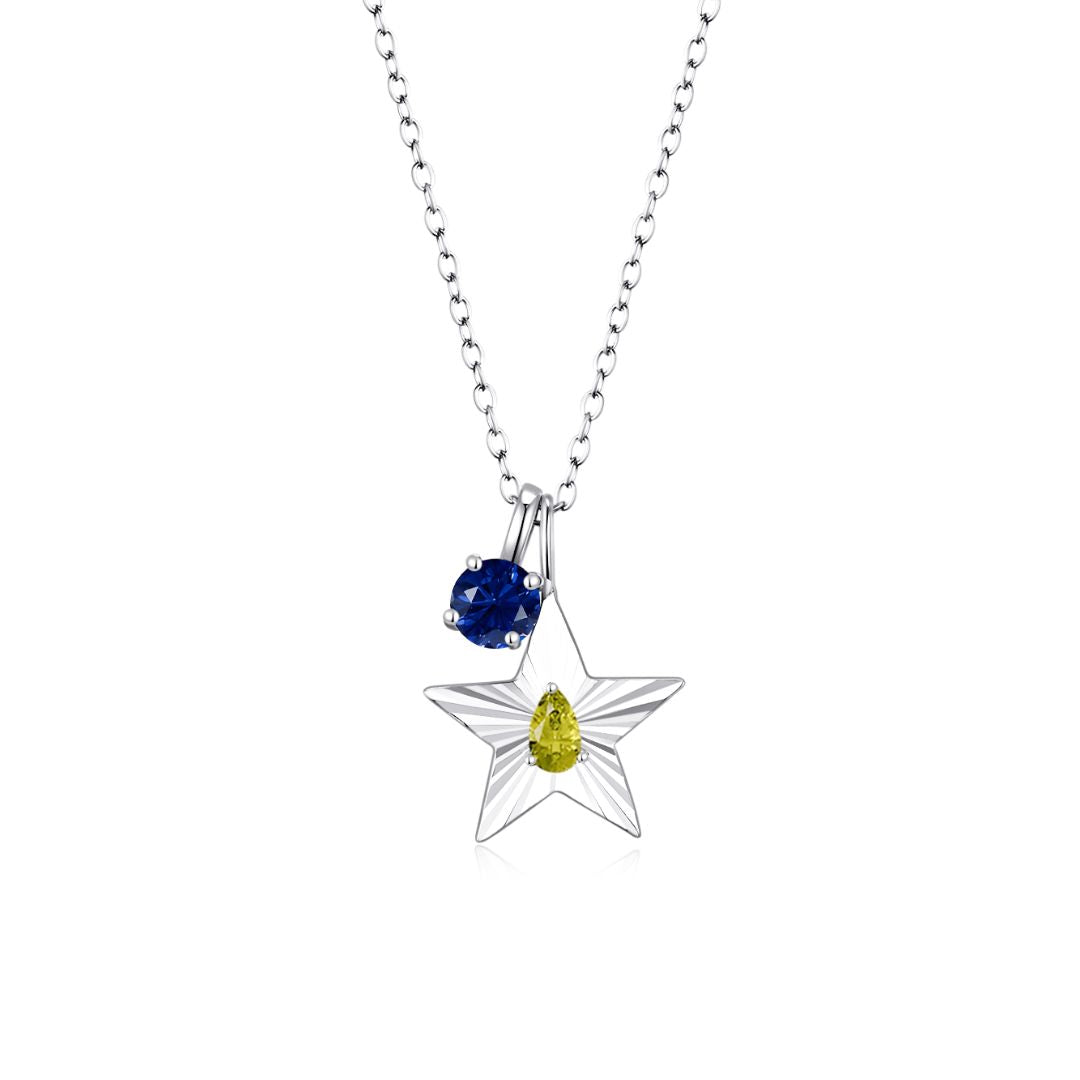The Star Necklace with 4 Prong Solitaire Pendant WG (4mm) (Aug, Sep) - Eclat by Oui