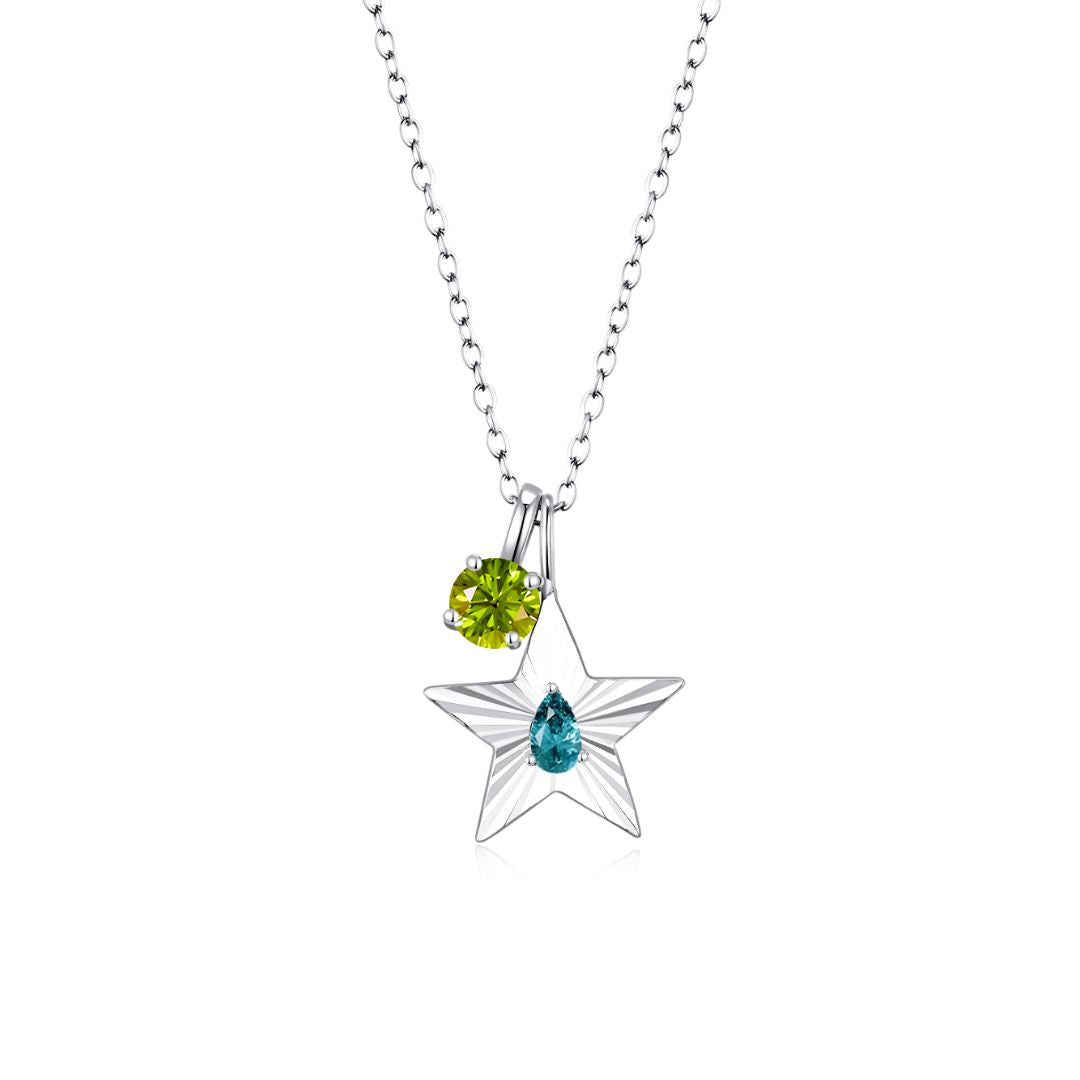 The Star Necklace with 4 Prong Solitaire Pendant WG (4mm) (Dec, Aug) - Eclat by Oui