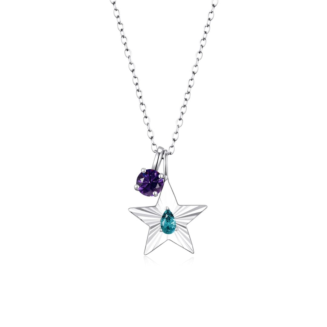 The Star Necklace with 4 Prong Solitaire Pendant WG (4mm) (Dec, Feb) - Eclat by Oui