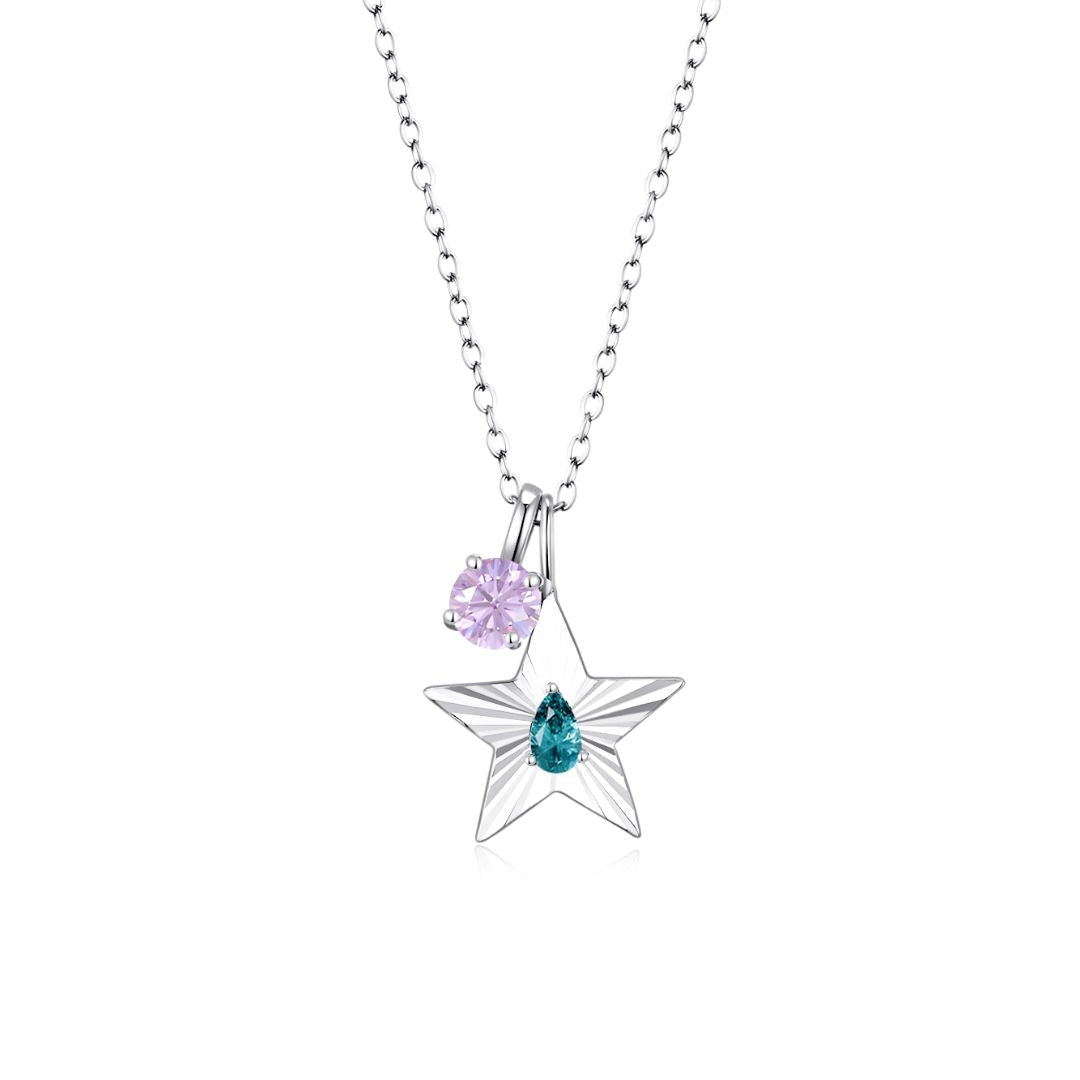 The Star Necklace with 4 Prong Solitaire Pendant WG (4mm) (Dec, Jun) - Eclat by Oui