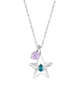 The Star Necklace with 4 Prong Solitaire Pendant WG (4mm) (Dec, Jun) - Eclat by Oui