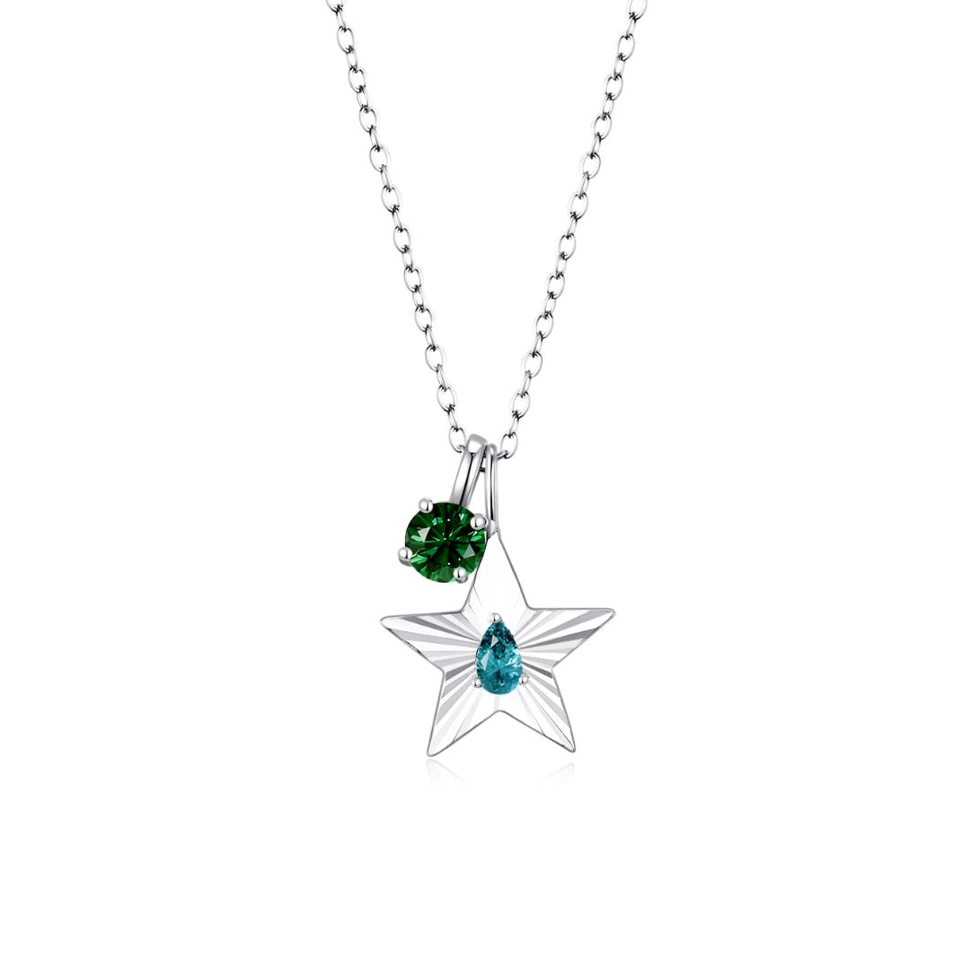 The Star Necklace with 4 Prong Solitaire Pendant WG (4mm) (Dec, May) - Eclat by Oui