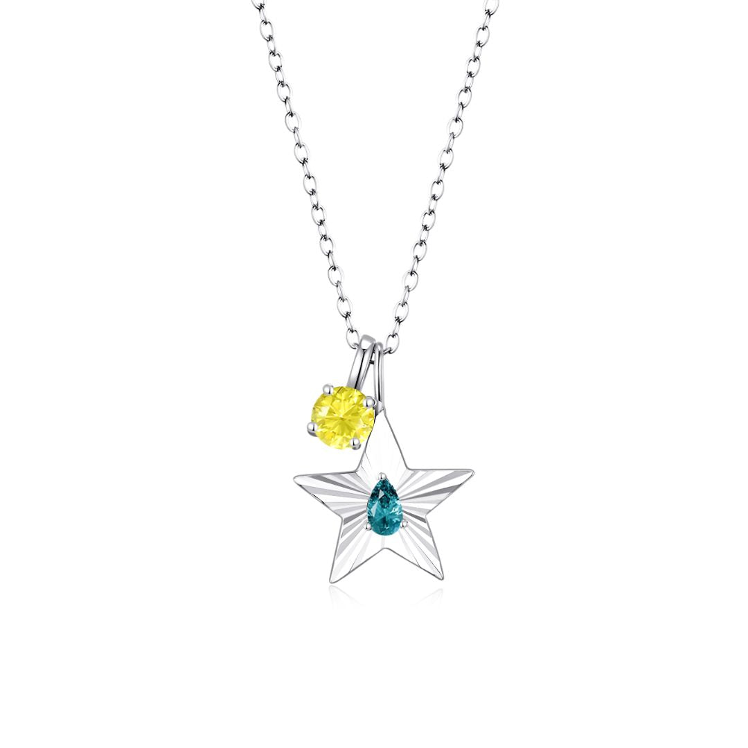The Star Necklace with 4 Prong Solitaire Pendant WG (4mm) (Dec, Nov) - Eclat by Oui
