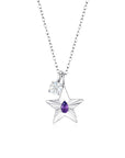 The Star Necklace with 4 Prong Solitaire Pendant WG (4mm) (Feb, Apr) - Eclat by Oui