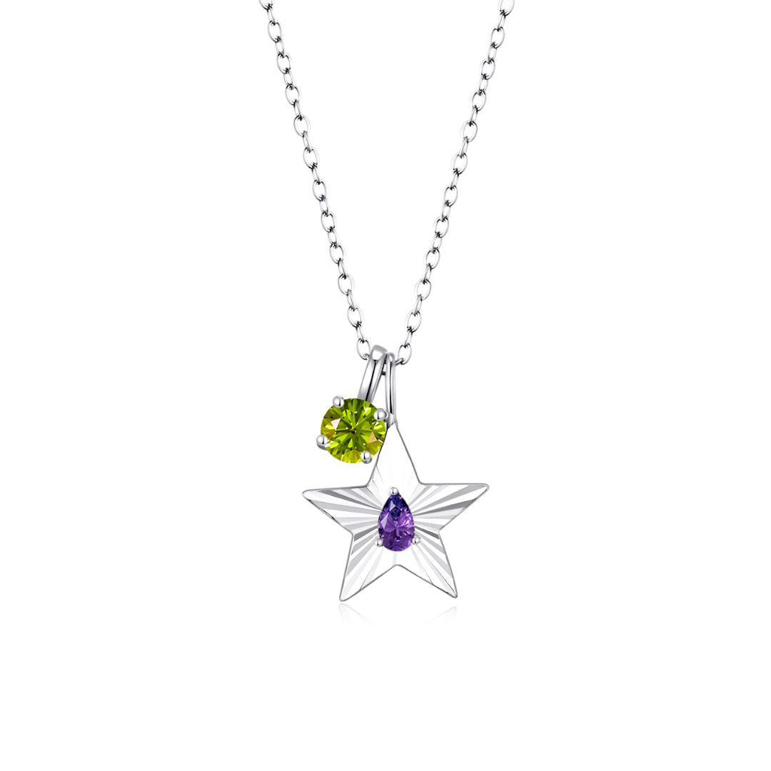 The Star Necklace with 4 Prong Solitaire Pendant WG (4mm) (Feb, Aug) - Eclat by Oui