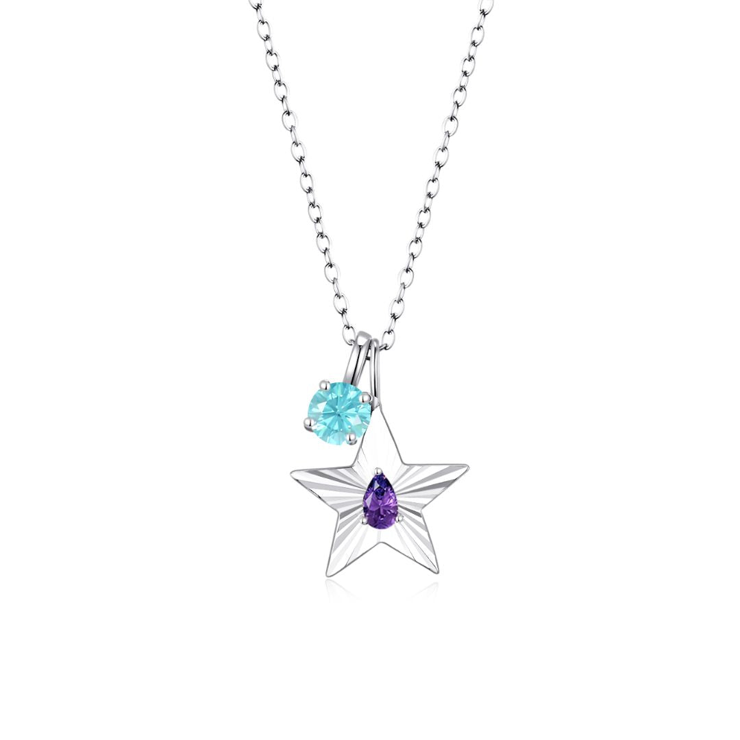 The Star Necklace with 4 Prong Solitaire Pendant WG (4mm) (Feb, Mar) - Eclat by Oui
