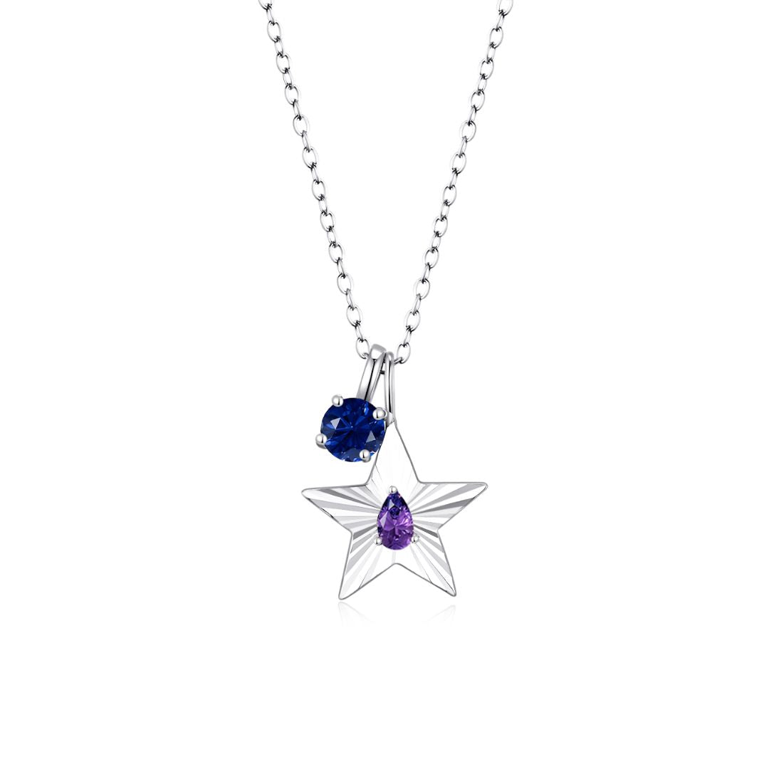 The Star Necklace with 4 Prong Solitaire Pendant WG (4mm) (Feb, Sep) - Eclat by Oui