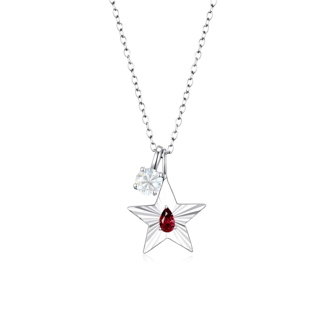 The Star Necklace with 4 Prong Solitaire Pendant WG (4mm) (Jan, Apr) - Eclat by Oui