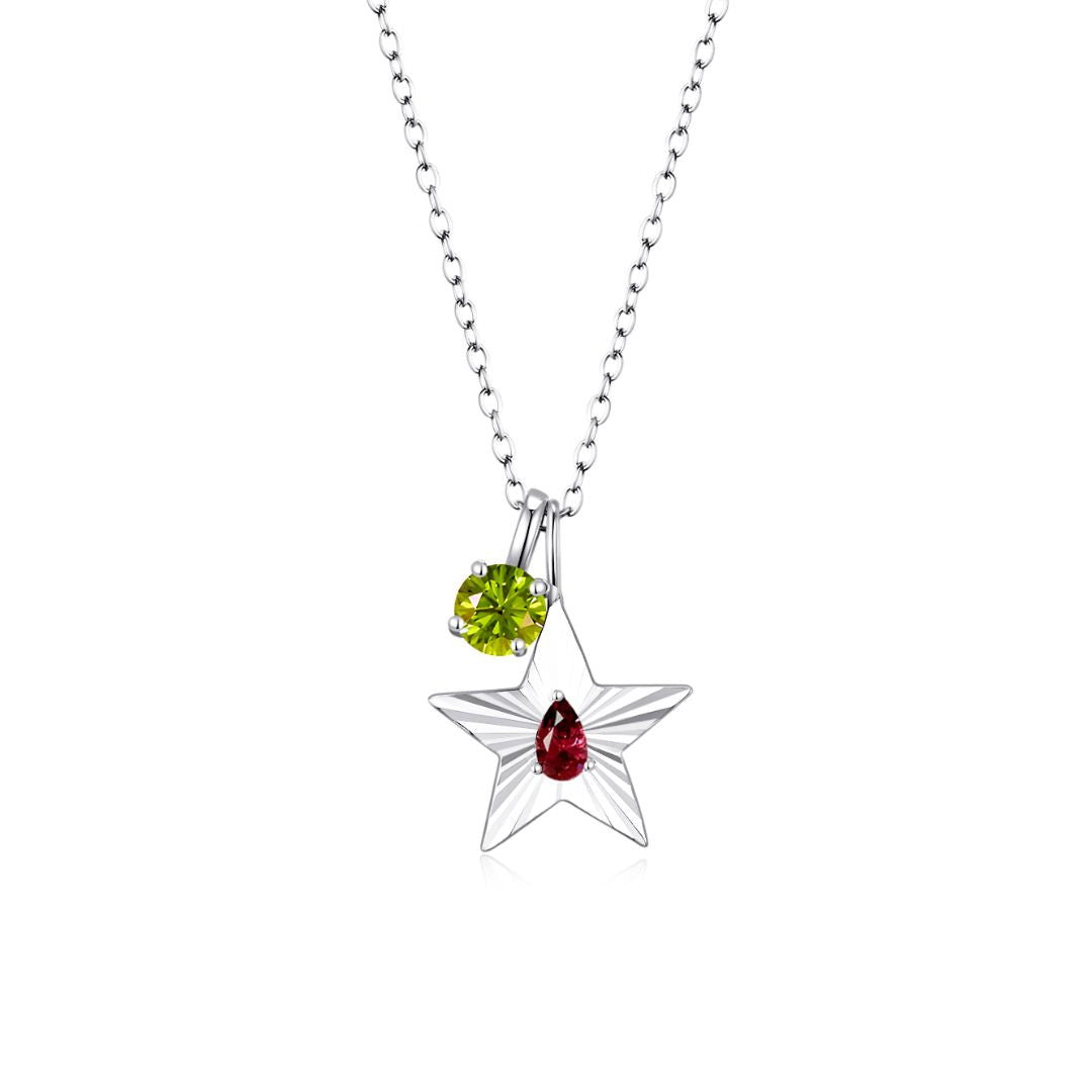 The Star Necklace with 4 Prong Solitaire Pendant WG (4mm) (Jan, Aug) - Eclat by Oui