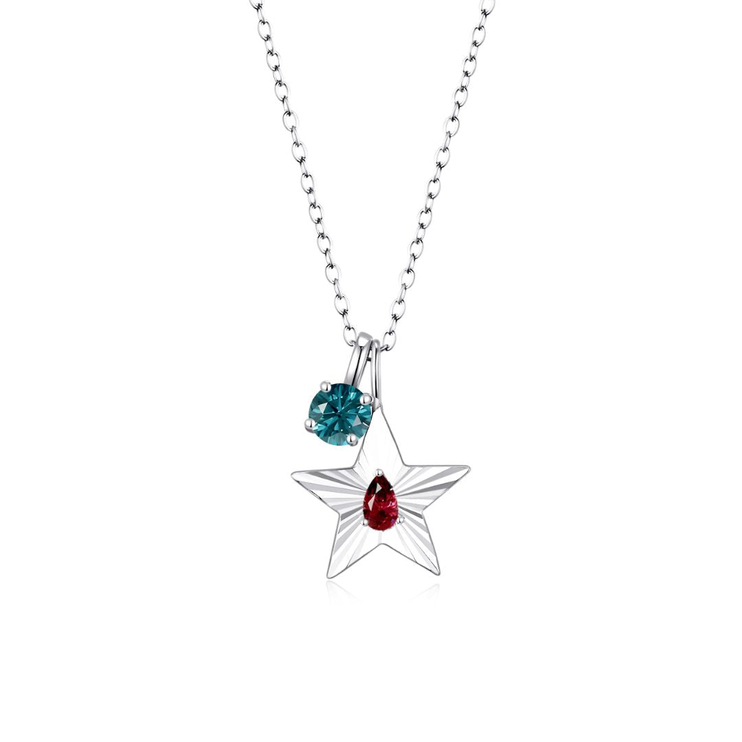 The Star Necklace with 4 Prong Solitaire Pendant WG (4mm) (Jan, Dec) - Eclat by Oui
