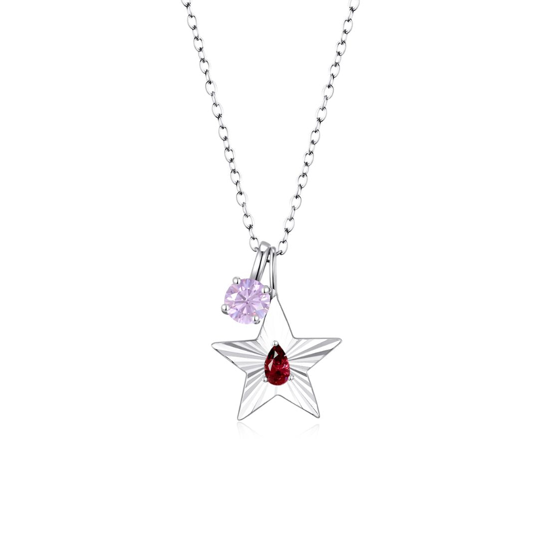 The Star Necklace with 4 Prong Solitaire Pendant WG (4mm) (Jan, Jun) - Eclat by Oui