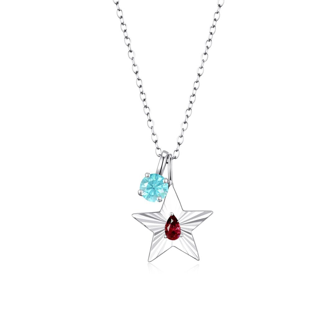 The Star Necklace with 4 Prong Solitaire Pendant WG (4mm) (Jan, Mar) - Eclat by Oui