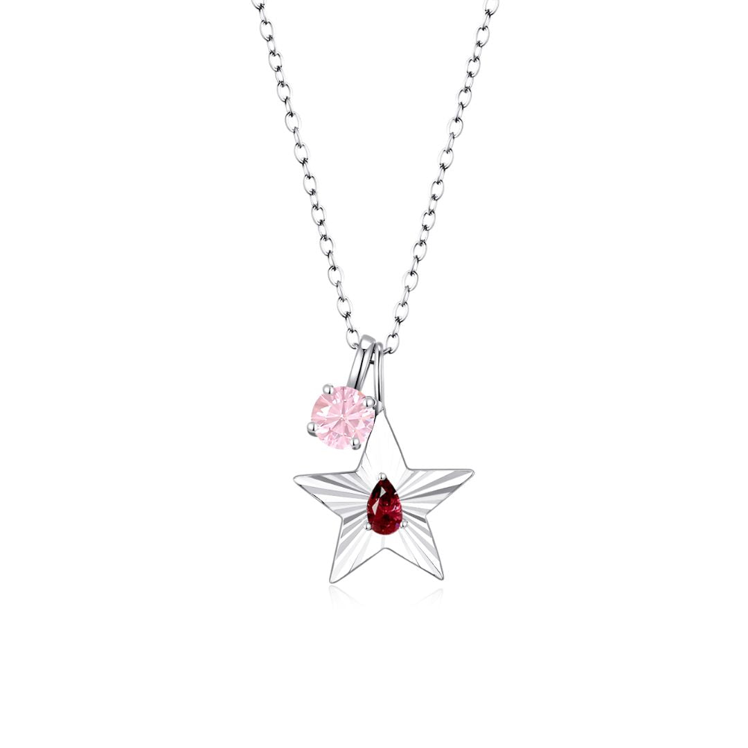 The Star Necklace with 4 Prong Solitaire Pendant WG (4mm) (Jan, Oct) - Eclat by Oui
