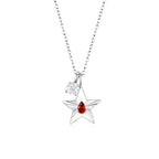 The Star Necklace with 4 Prong Solitaire Pendant WG (4mm) (Jul, Apr) - Eclat by Oui